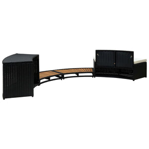 Galleria Design Spa Surround Black Poly Rattan and Acacia Wood