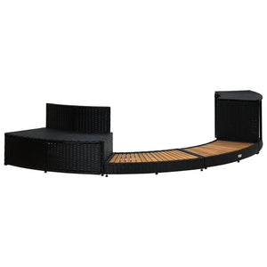 Galleria Design Spa Surround Black Poly Rattan and Acacia Wood