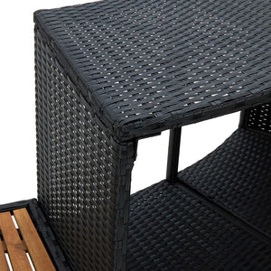 Galleria Design Spa Surround Black Poly Rattan and Acacia Wood