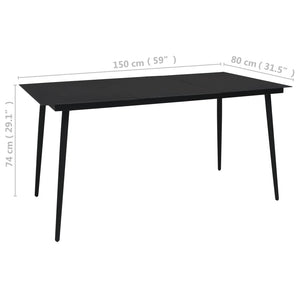 Galleria Design Garden Dining Table Black 150x80x74 cm Steel and Glass