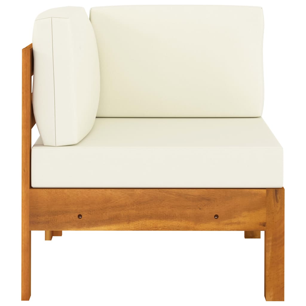 Galleria Design Corner Sofa with Cream White Cushions Solid Acacia Wood