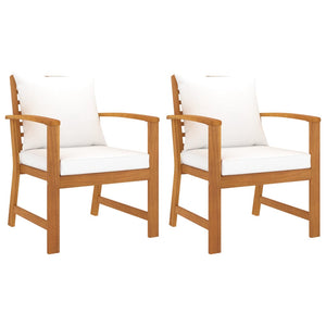 Galleria Design Garden Chairs 2 pcs with Cream Cushion Solid Acacia Wood