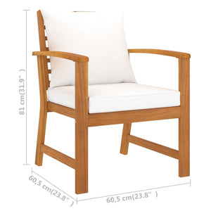 Galleria Design Garden Chairs 2 pcs with Cream Cushion Solid Acacia Wood