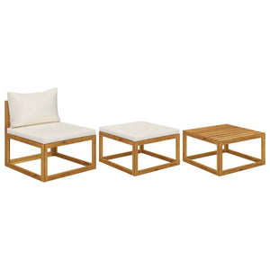 Galleria Design 3 Piece Garden Lounge Set with Cream Cushions Solid Acacia Wood