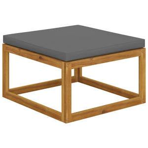 Galleria Design Footrest with Dark Grey Cushion Solid Acacia Wood