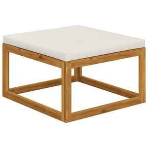 Galleria Design Footrest with Cream White Cushion Solid Acacia Wood