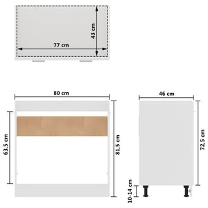 Galleria Design Sink Bottom Cabinet White 80x46x81.5 cm Engineered Wood