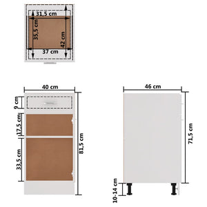 Galleria Design Drawer Bottom Cabinet White 40x46x81.5 cm Engineered Wood