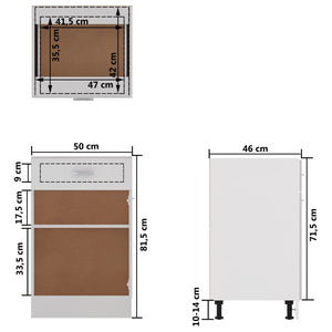 Galleria Design Drawer Bottom Cabinet White 50x46x81.5 cm Engineered Wood