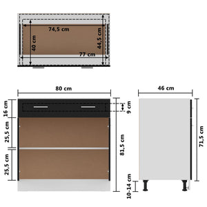 Galleria Design Drawer Bottom Cabinet Black 80x46x81.5 cm Engineered Wood