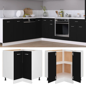 Galleria Design Corner Bottom Cabinet Black 75.5x75.5x81.5 cm Engineered Wood