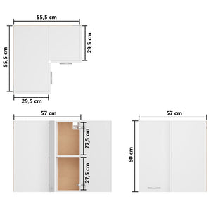 Galleria Design Hanging Corner Cabinet White 57x57x60 cm Engineered Wood