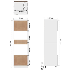 Galleria Design Microwave Cabinet White 60x57x207 cm Engineered Wood