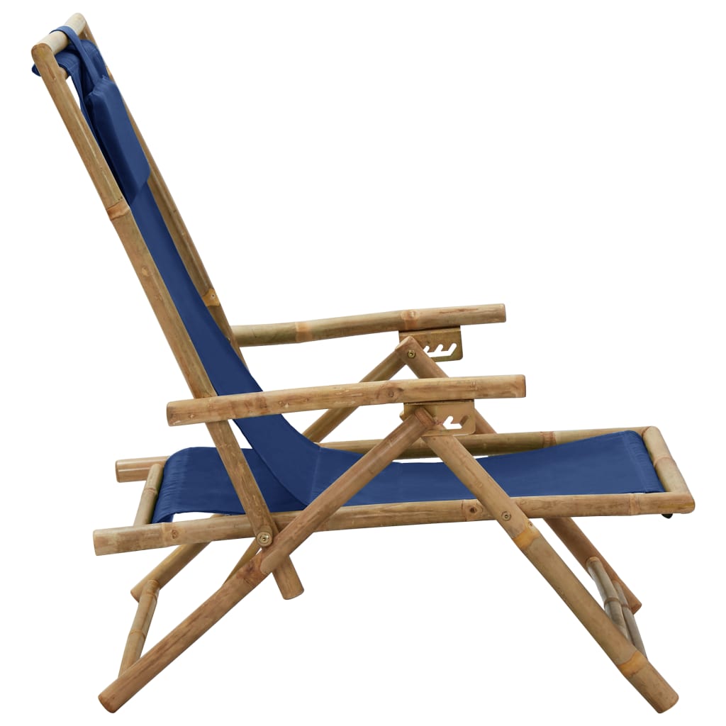 Galleria Design Reclining Relaxing Chair Navy Blue Bamboo and Fabric