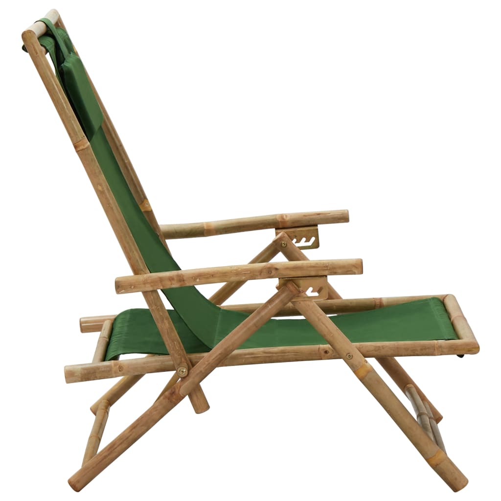 Galleria Design Reclining Relaxing Chair Green Bamboo and Fabric