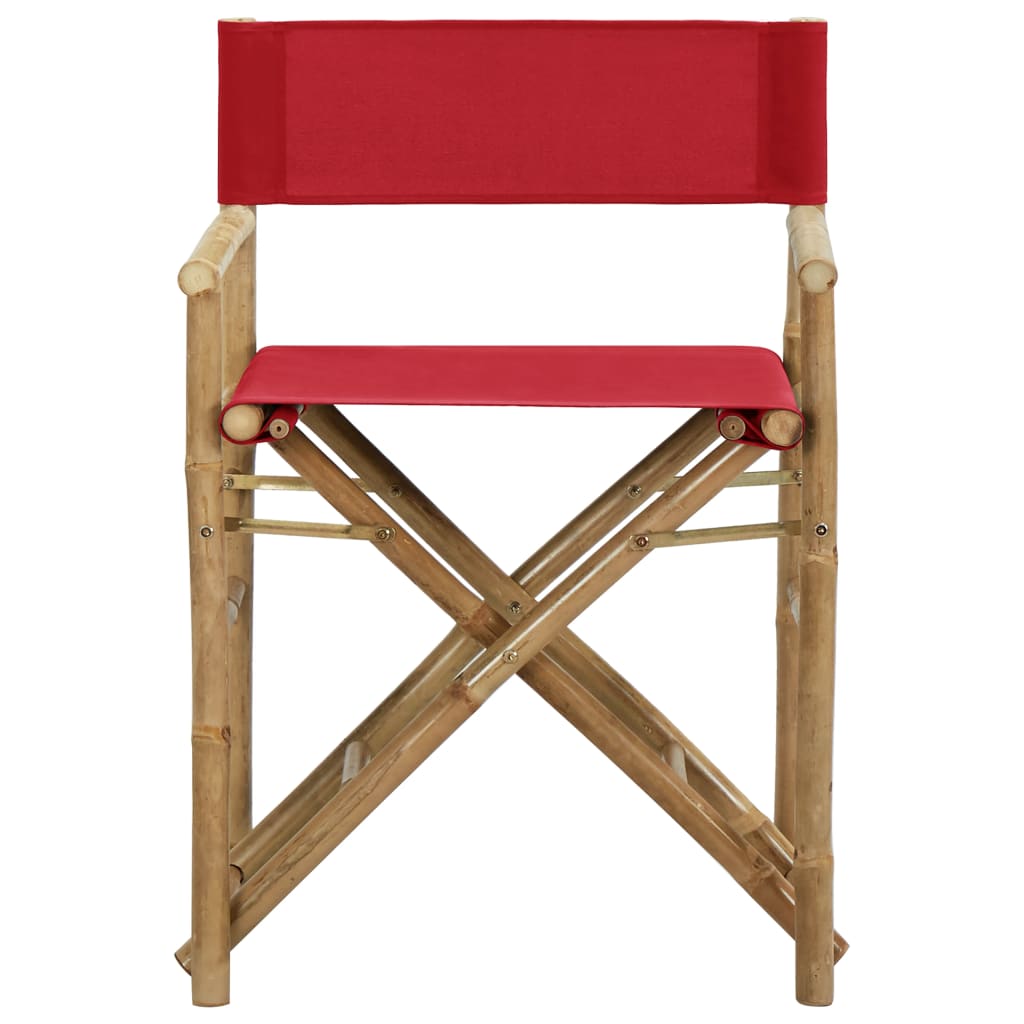 Galleria Design Folding Director's Chairs 2 pcs Red Bamboo and Fabric