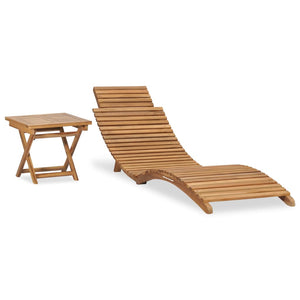 Galleria Design Folding Sun Lounger with Table Solid Teak Wood