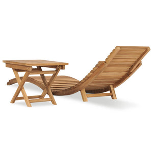 Galleria Design Folding Sun Lounger with Table Solid Teak Wood