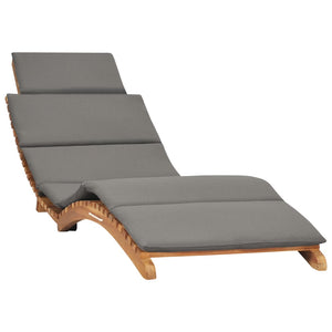 Galleria Design Folding Sun Lounger with Dark Grey Cushion Solid Teak Wood