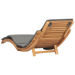 Galleria Design Folding Sun Lounger with Dark Grey Cushion Solid Teak Wood