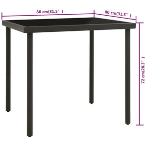 Galleria Design Outdoor Dining Table Anthracite 80x80x72 cm Glass and Steel