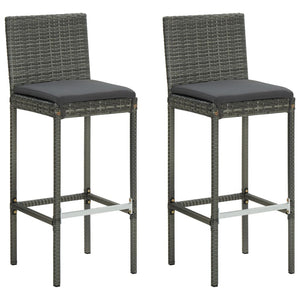 Galleria Design Garden Bar Stools with Cushions 2 pcs Grey Poly Rattan