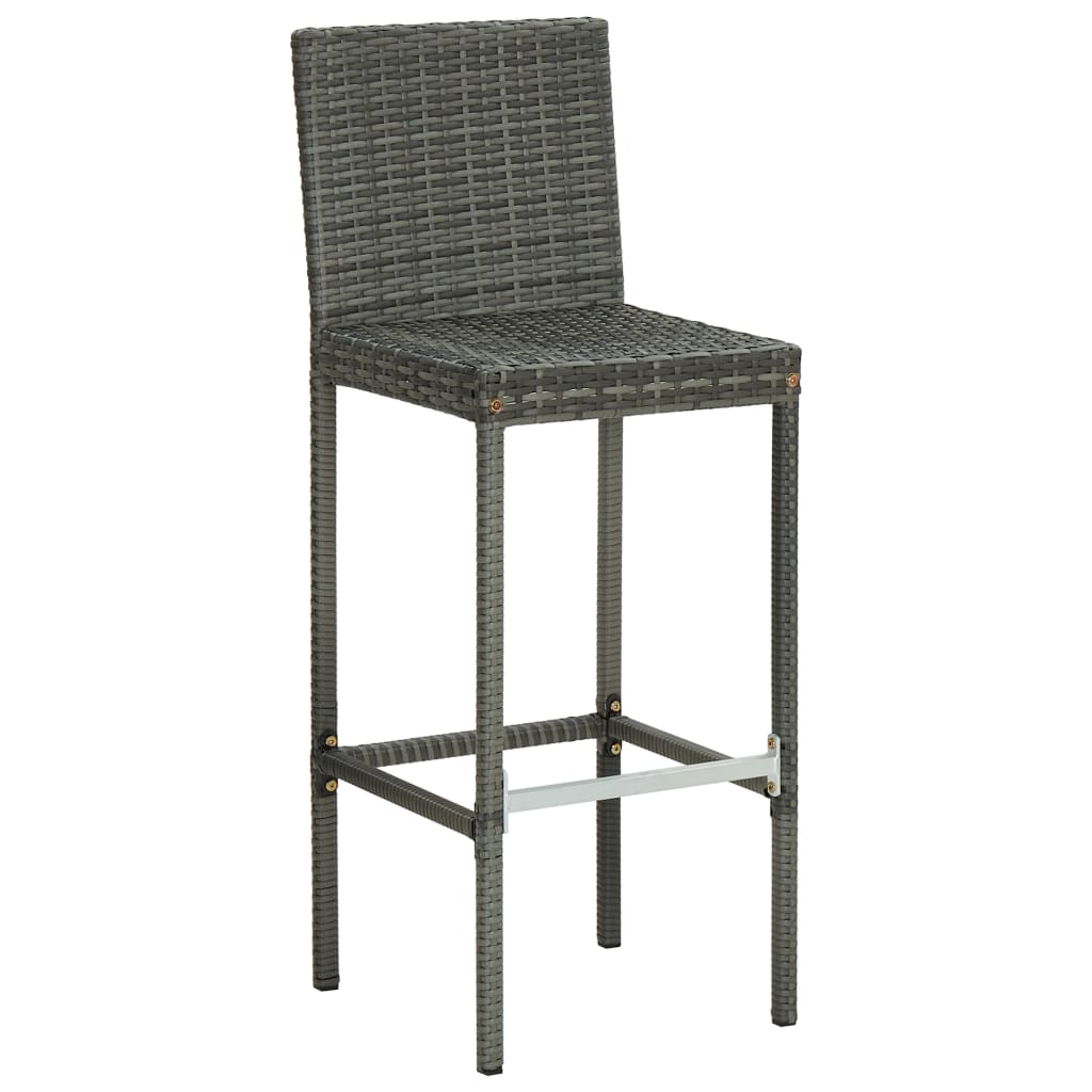 Galleria Design Garden Bar Stools with Cushions 2 pcs Grey Poly Rattan