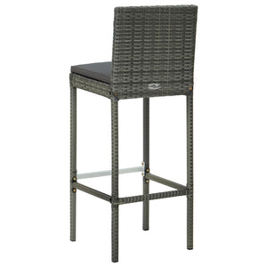 Galleria Design Garden Bar Stools with Cushions 2 pcs Grey Poly Rattan