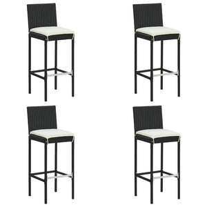 Galleria Design Garden Bar Stools with Cushions 4 pcs Black Poly Rattan