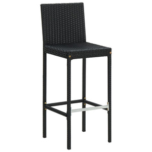 Galleria Design Garden Bar Stools with Cushions 4 pcs Black Poly Rattan