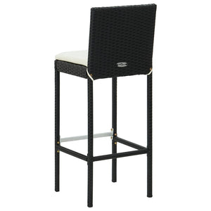 Galleria Design Garden Bar Stools with Cushions 4 pcs Black Poly Rattan