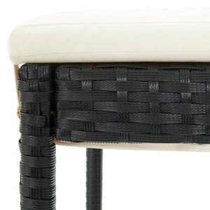 Galleria Design Garden Bar Stools with Cushions 4 pcs Black Poly Rattan