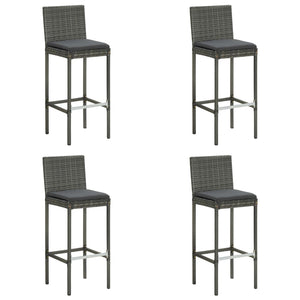 Galleria Design Garden Bar Stools with Cushions 4 pcs Grey Poly Rattan