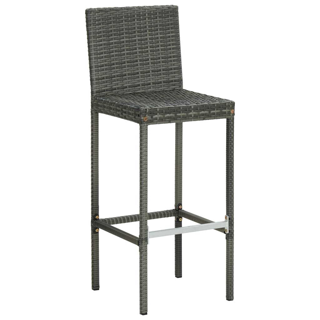 Galleria Design Garden Bar Stools with Cushions 4 pcs Grey Poly Rattan