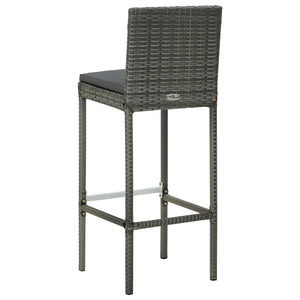 Galleria Design Garden Bar Stools with Cushions 4 pcs Grey Poly Rattan