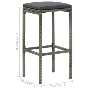 Galleria Design 3 Piece Bar Set Poly Rattan Grey