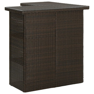 Galleria Design Corner Bar Table Brown 100x50x105 cm Poly Rattan