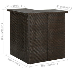 Galleria Design Corner Bar Table Brown 100x50x105 cm Poly Rattan