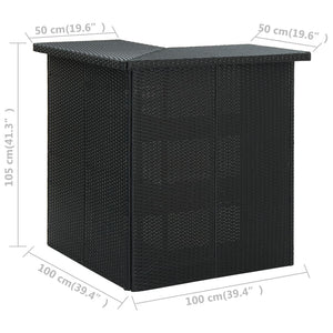 Galleria Design Corner Bar Table Black 100x50x105 cm Poly Rattan