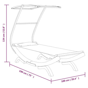 Galleria Design Outdoor Lounge Bed with Canopy 100x190x134 cm Solid Bent Wood Cream