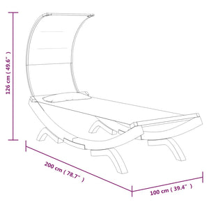 Galleria Design Outdoor Lounge Bed with Canopy 100x200x126 cm Solid Bent Wood Cream