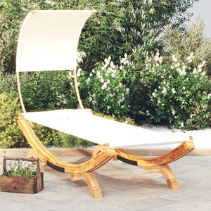 Galleria Design Outdoor Lounge Bed with Canopy 100x200x126 cm Solid Bent Wood Cream