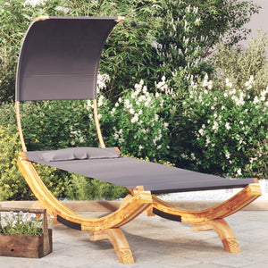 Galleria Design Outdoor Lounge Bed with Canopy 100x200x126cm Solid Bent Wood Anthracite