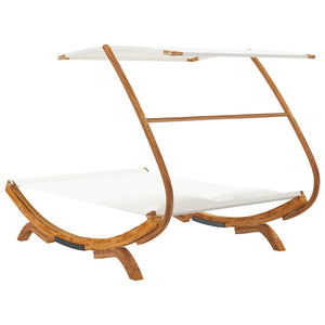 Galleria Design Outdoor Lounge Bed with Canopy 165x203x138 cm Solid Bent Wood Cream