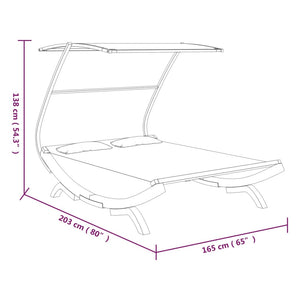 Galleria Design Outdoor Lounge Bed with Canopy 165x203x138 cm Solid Bent Wood Anthracite