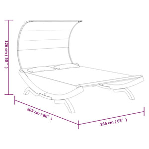 Galleria Design Outdoor Lounge Bed with Canopy 165x203x126 cm Solid Bent Wood Cream