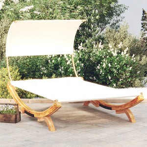 Galleria Design Outdoor Lounge Bed with Canopy 165x203x126 cm Solid Bent Wood Cream