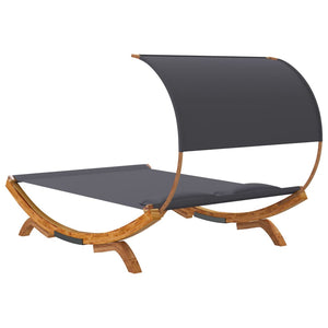 Galleria Design Outdoor Lounge Bed with Canopy 165x203x126cm Solid Bent Wood Anthracite