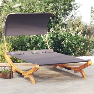 Galleria Design Outdoor Lounge Bed with Canopy 165x203x126cm Solid Bent Wood Anthracite