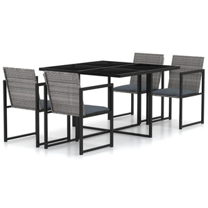 Galleria Design 5 Piece Outdoor Dining Set with Cushions Poly Rattan Grey